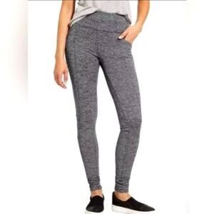 🐢 Athleta Metro High Waisted Leggings Black Herringbone Size L